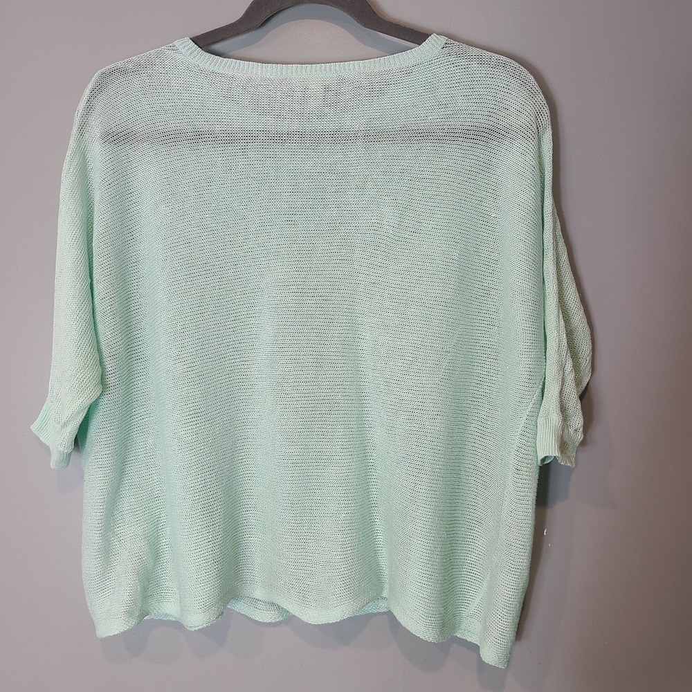 Eileen Fisher Linen Mint Green Sweater M Coastal Comfy Oversize Dolman Organic - Picture 3 of 5